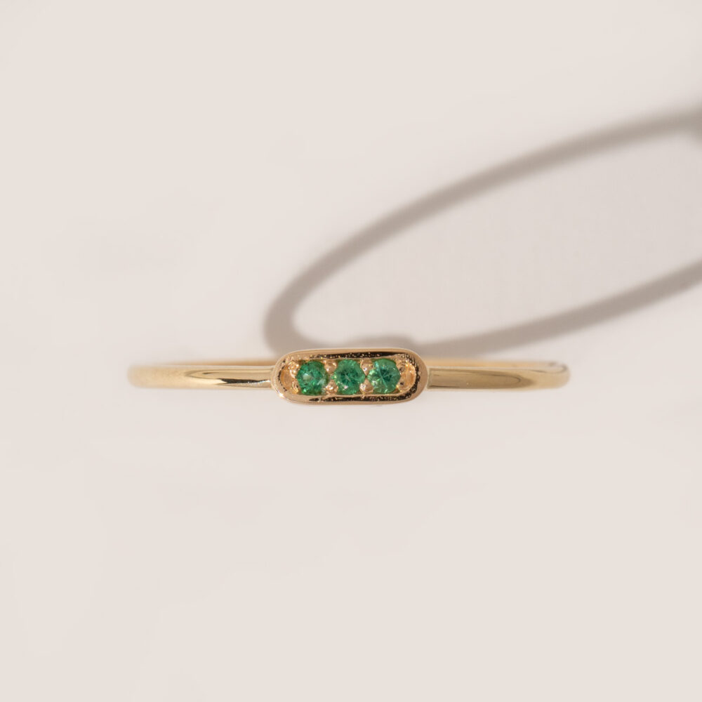 Minimalistic Gold and Precious Stone Ring | Diamond, Emerald, Ruby, Sapphire | 3 pcs. - Image 1