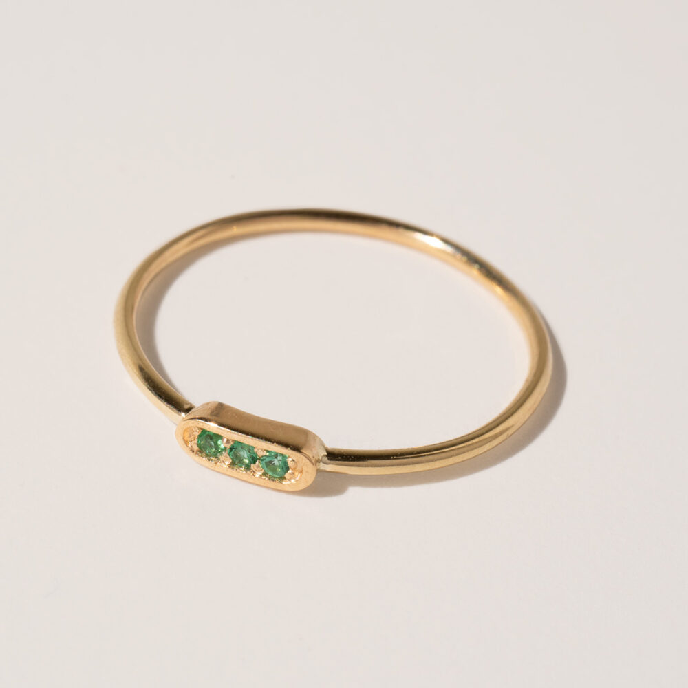 Minimalistic Gold and Precious Stone Ring | Diamond, Emerald, Ruby, Sapphire | 3 pcs. - Image 2