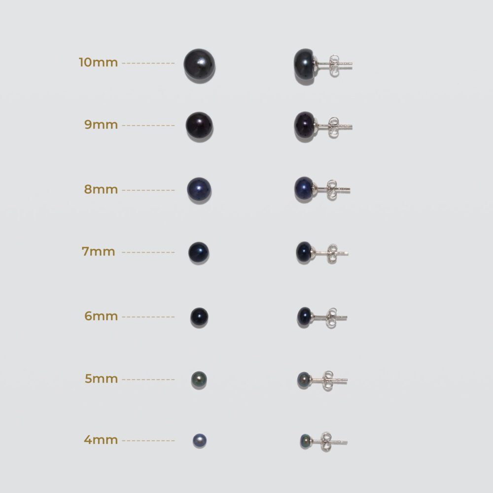 Classic Black Pearl Stud Earrings | 4 – 10 mm - Image 2