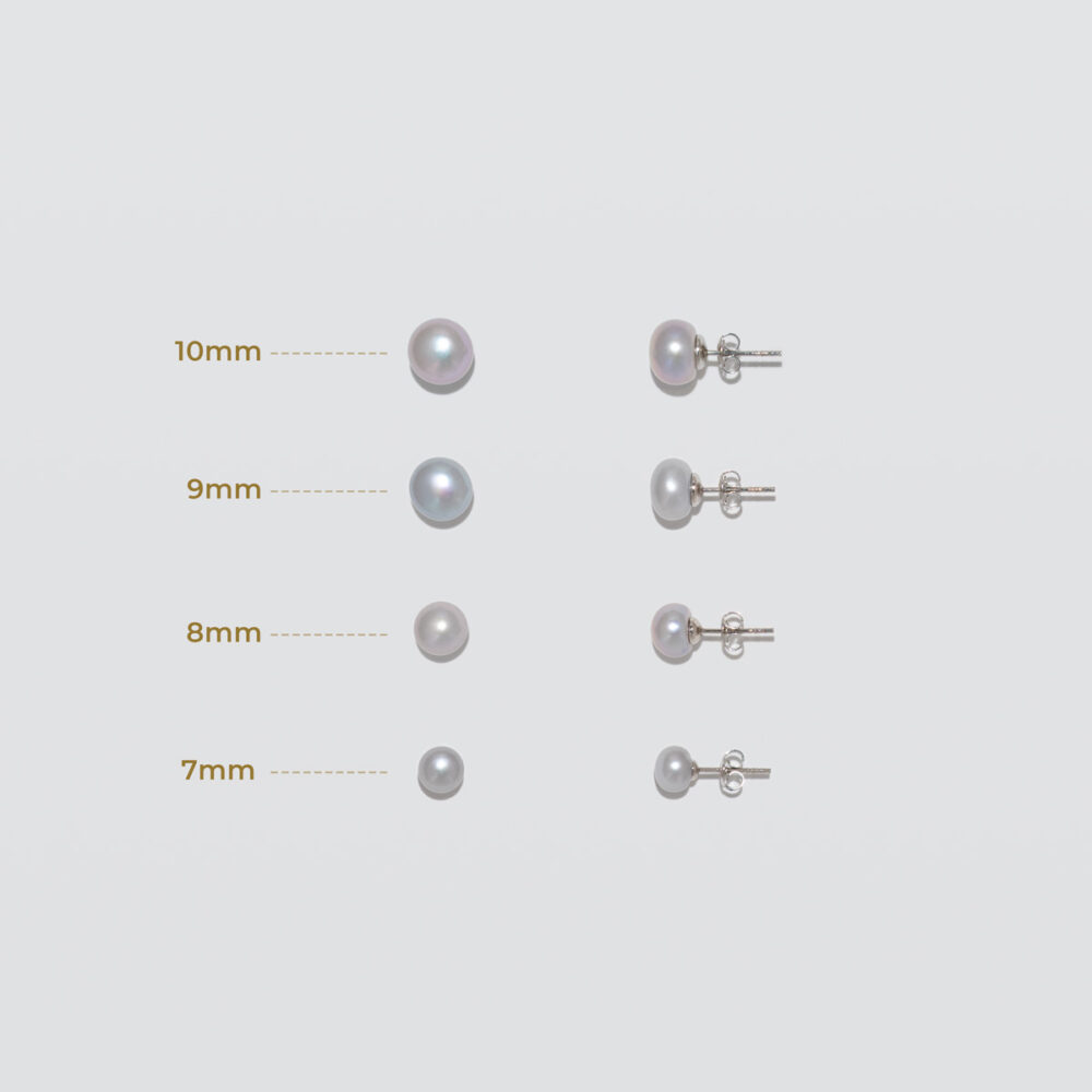 Classic Silver Grey Pearl Stud Earrings | 7 – 10 mm - Image 3