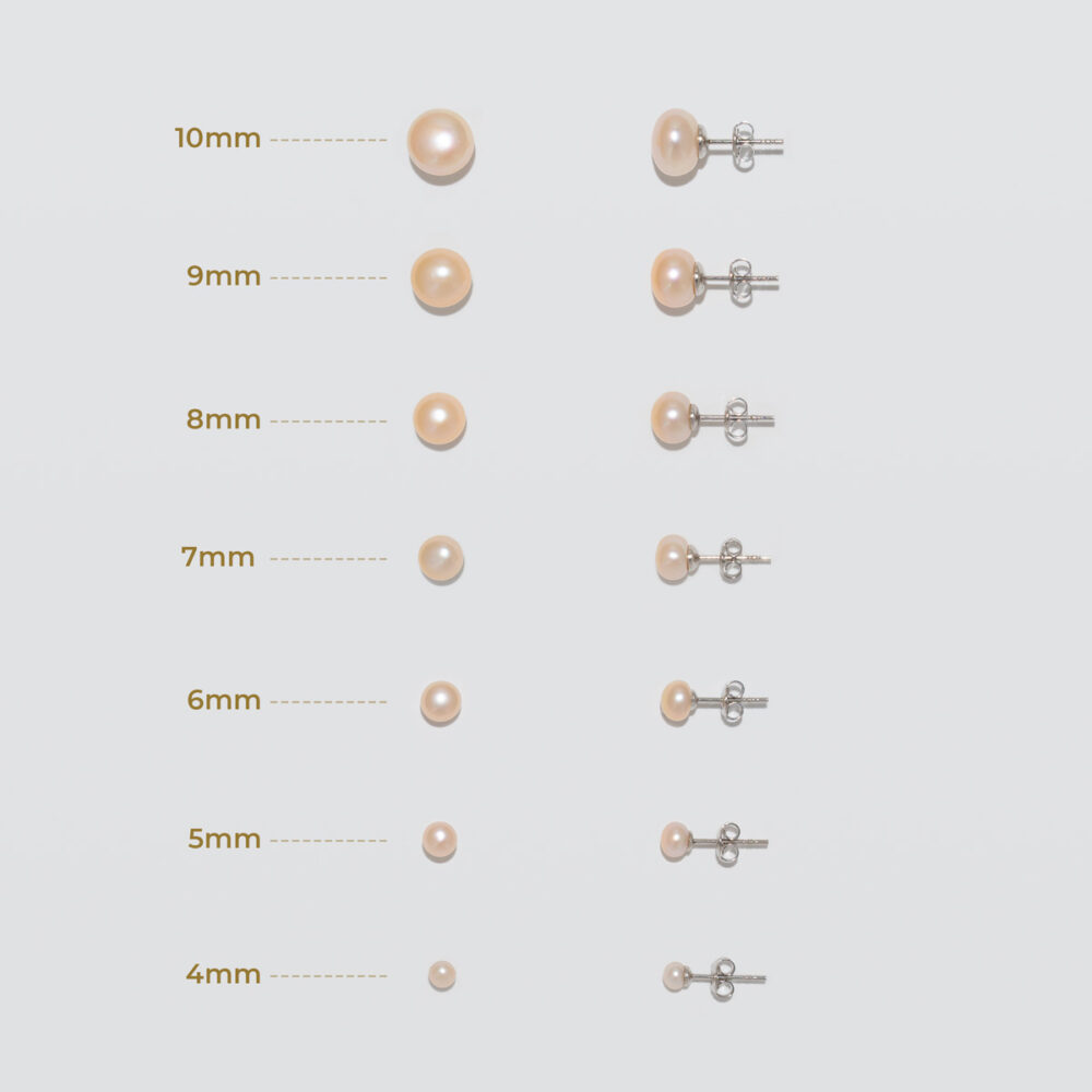 Classic Pink to Peach Pearl Stud Earrings | 4 – 10 mm - Image 1