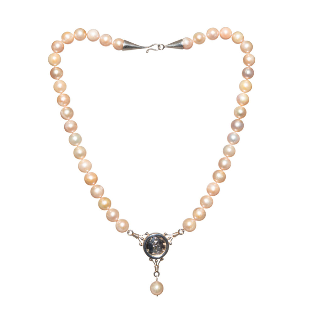 Antique Golden Purple Pearl Necklace & 'Faustina' Pendant | 10.5 - 11.5 mm | Round Pearls - Image 1