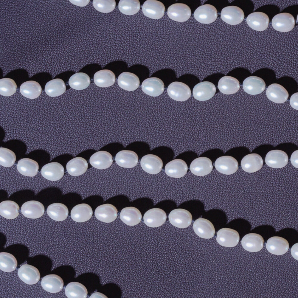 5 Rows Black Thread White Pearl Necklace | 6.5 – 7.5 mm | Oval Pearls - Image 4