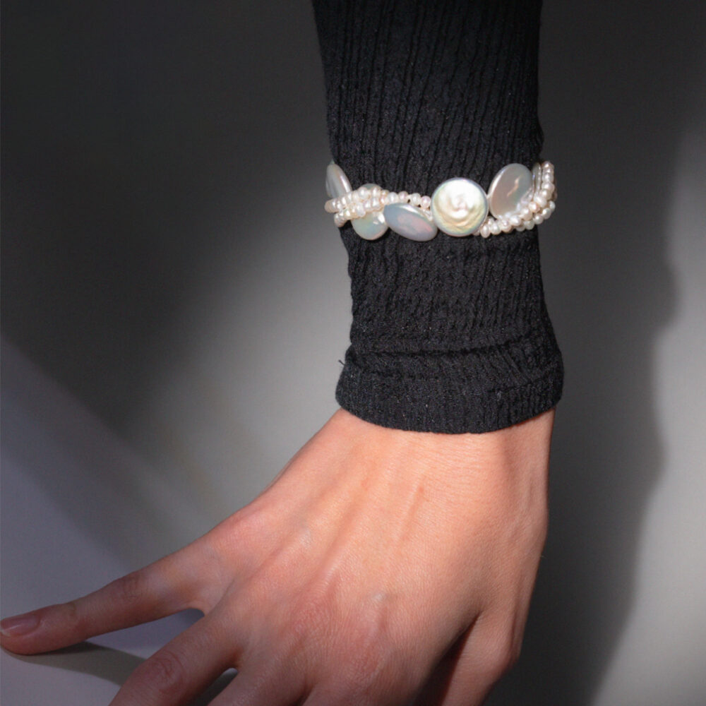 Twisted White Pearl Bracelet | Irregular + 'Coin' Pearls - Image 3